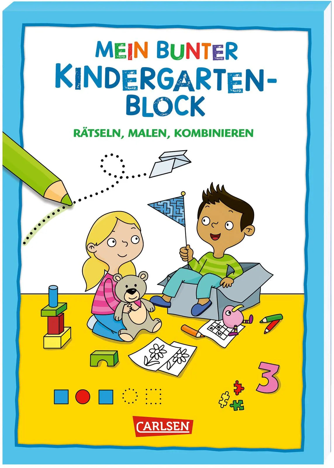 Buchcover von 'Rätseln für Kita-Kinder: Mein bunter Kindergarten-Block: Rätseln, malen, kombinieren' - Taschenbuch von Hanna Sörensen