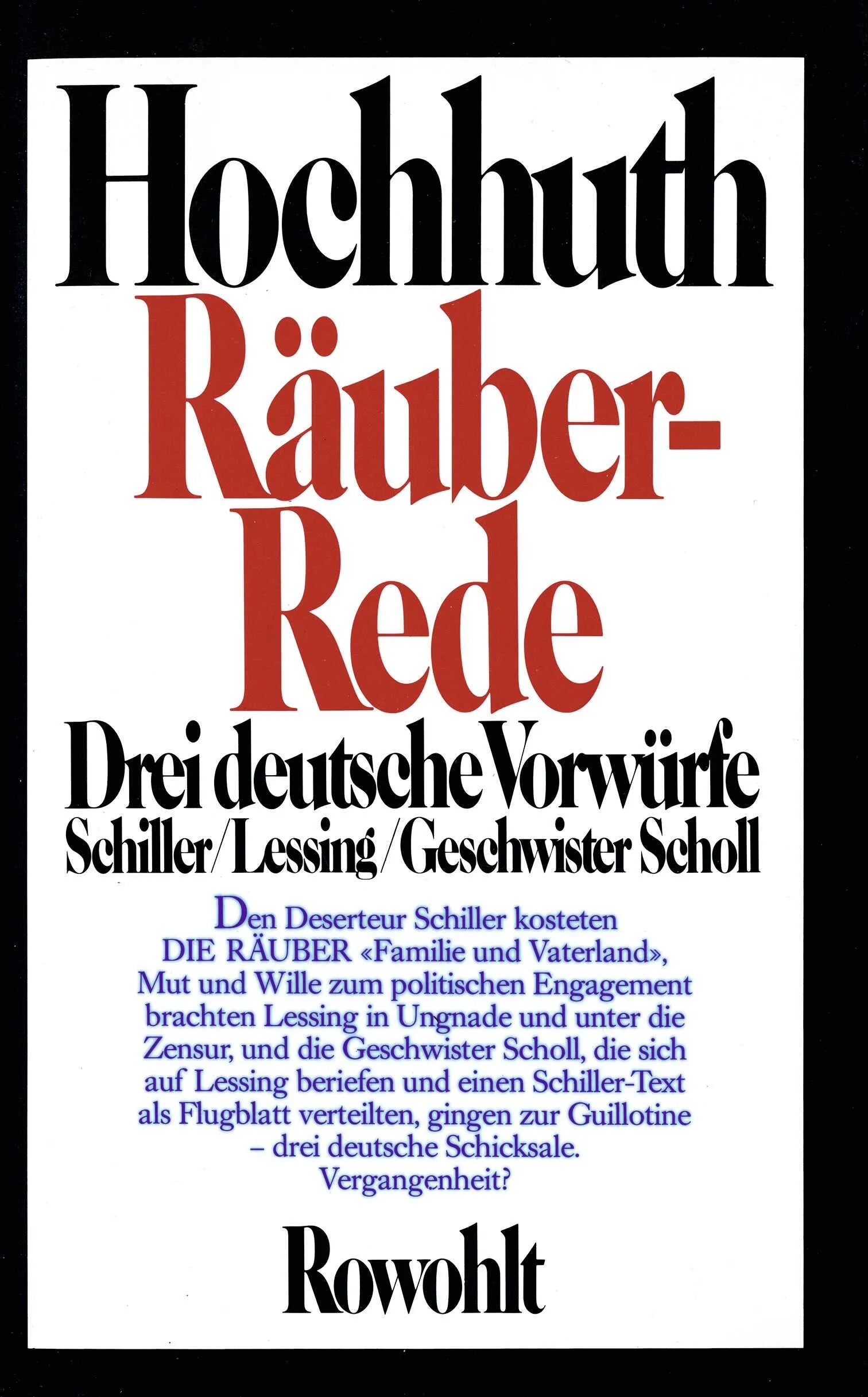 Buchcover von 'Räuber-Rede' - Paperback von Rolf Hochhuth