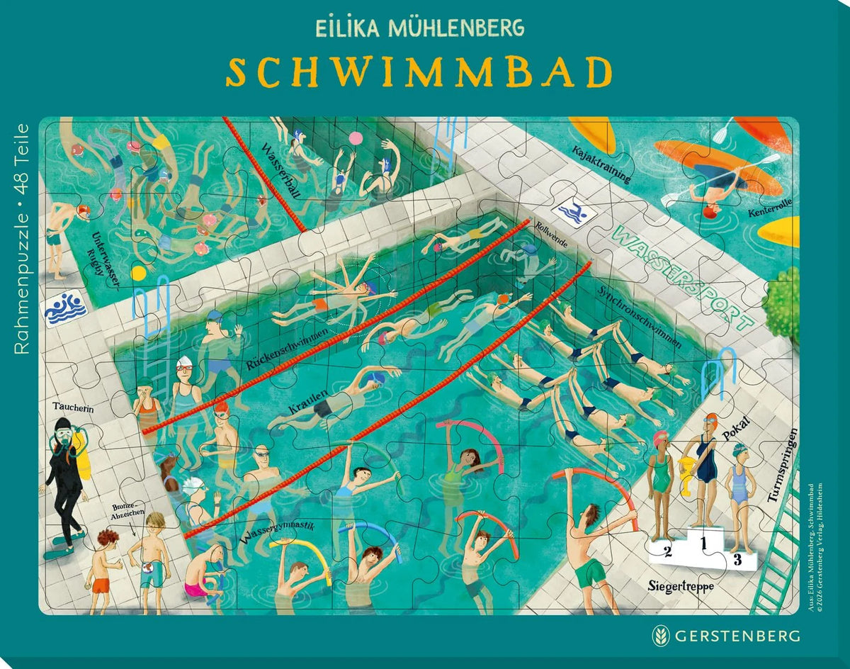 Kinderpuzzle: Rahmenpuzzle Schwimmbad