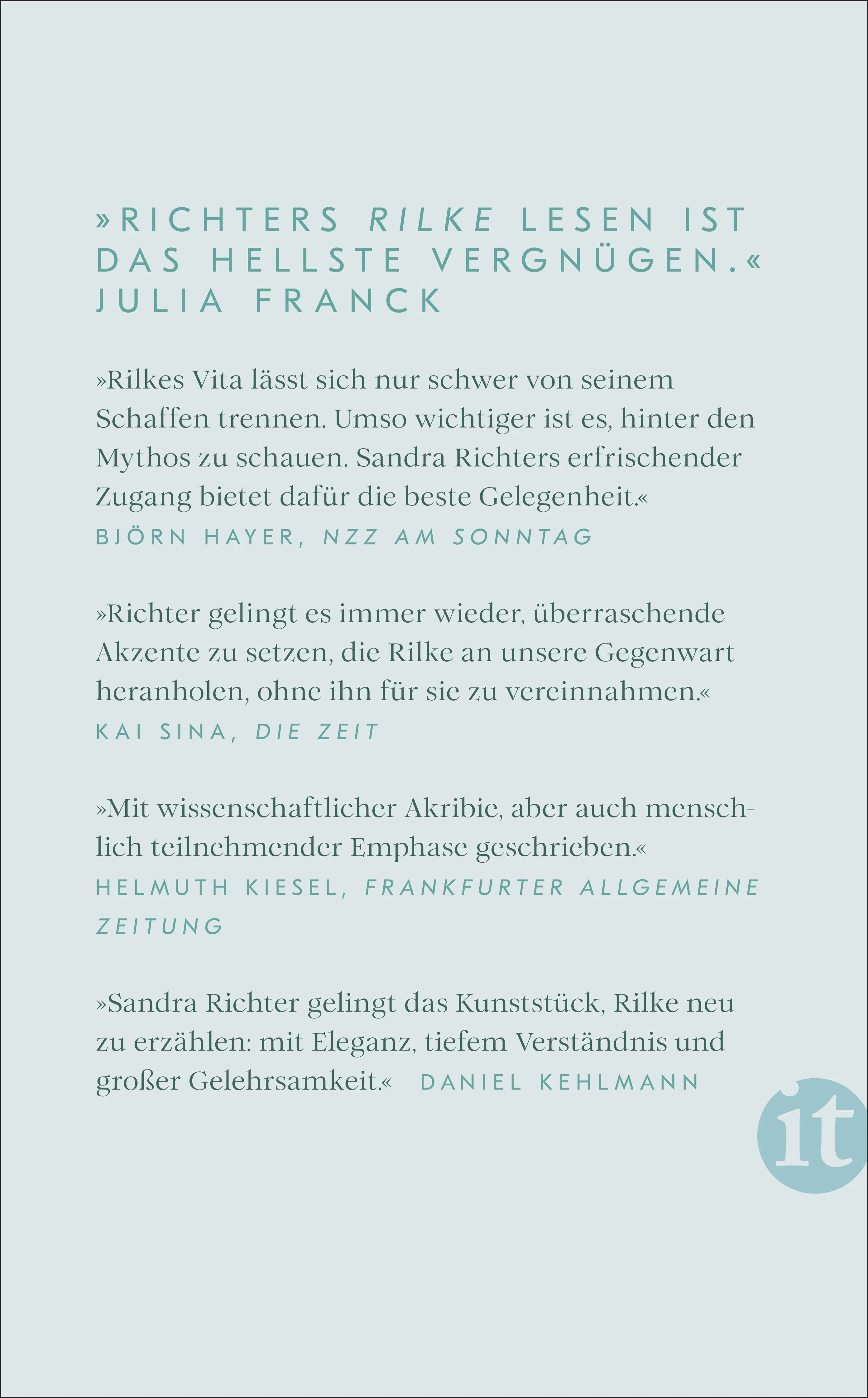 Rückseite: Rainer Maria Rilke oder Das offene Leben (Taschenbuch)