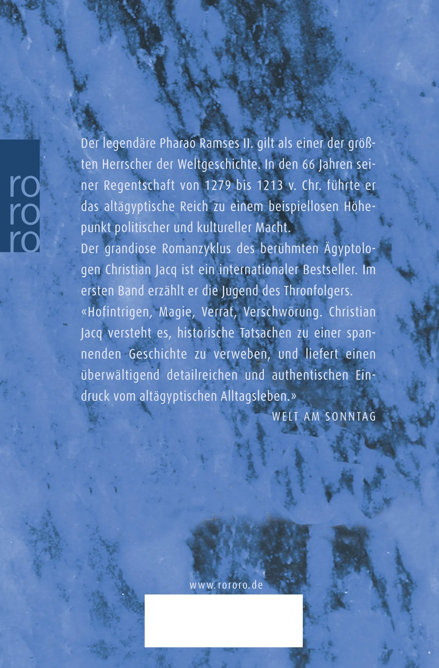 Buchrückseite von 'Ramses: Der Sohn des Lichts' mit Klappentext - Taschenbuch