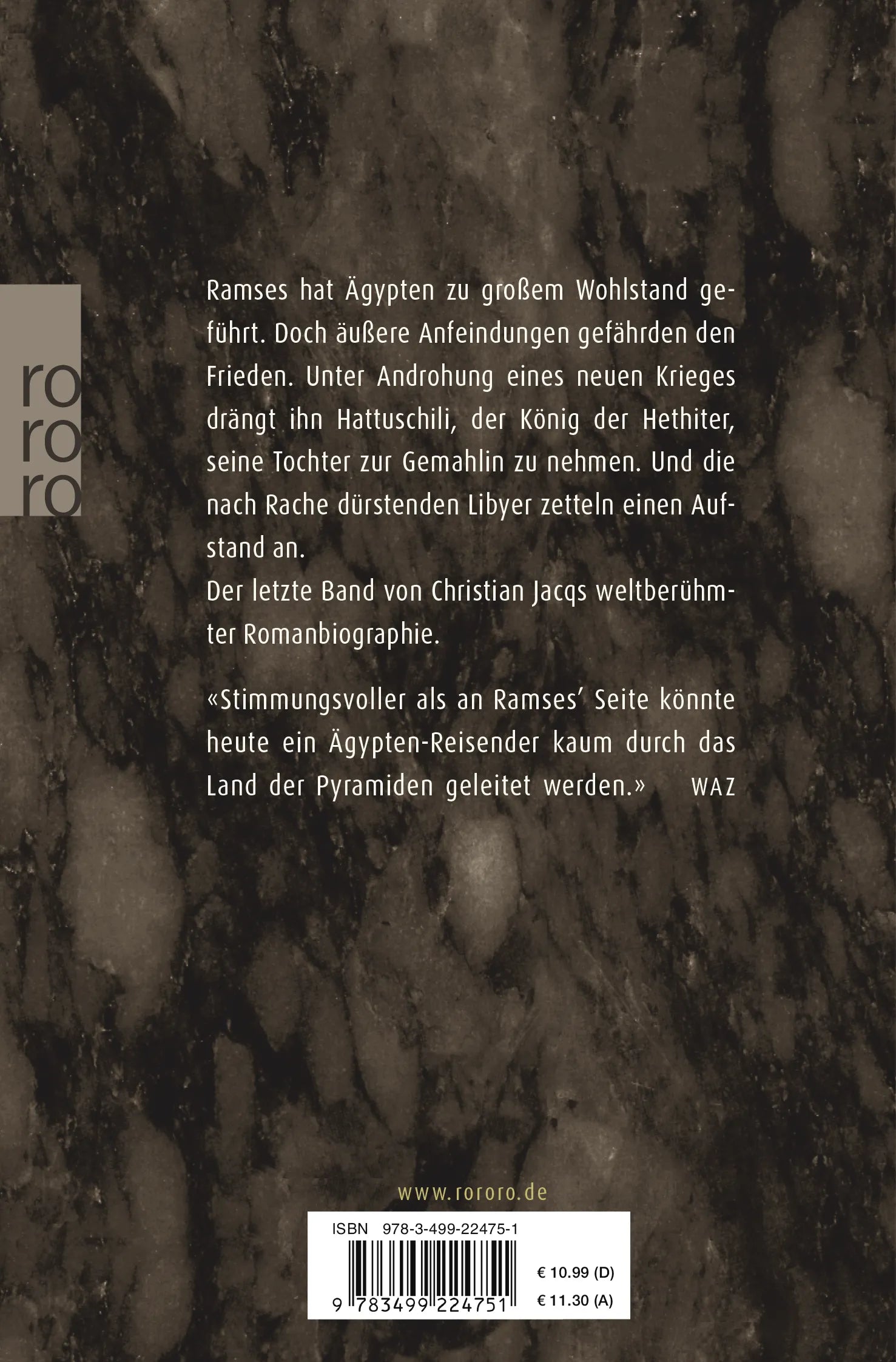 Buchrückseite von 'Ramses: Im Schatten der Akazie' mit Klappentext - Taschenbuch