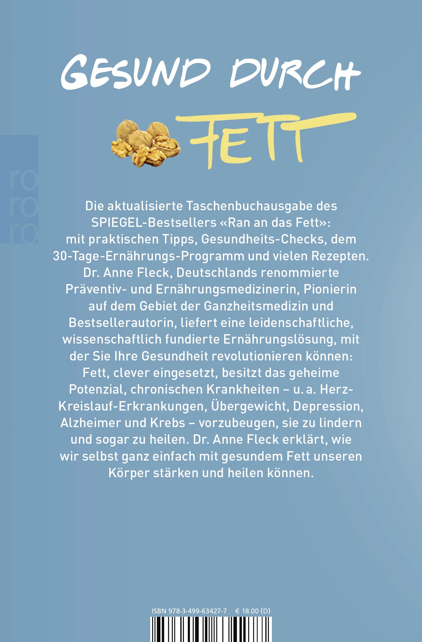 Buchrückseite von 'Ran an das Fett - Das Praxisbuch' mit Klappentext - Taschenbuch