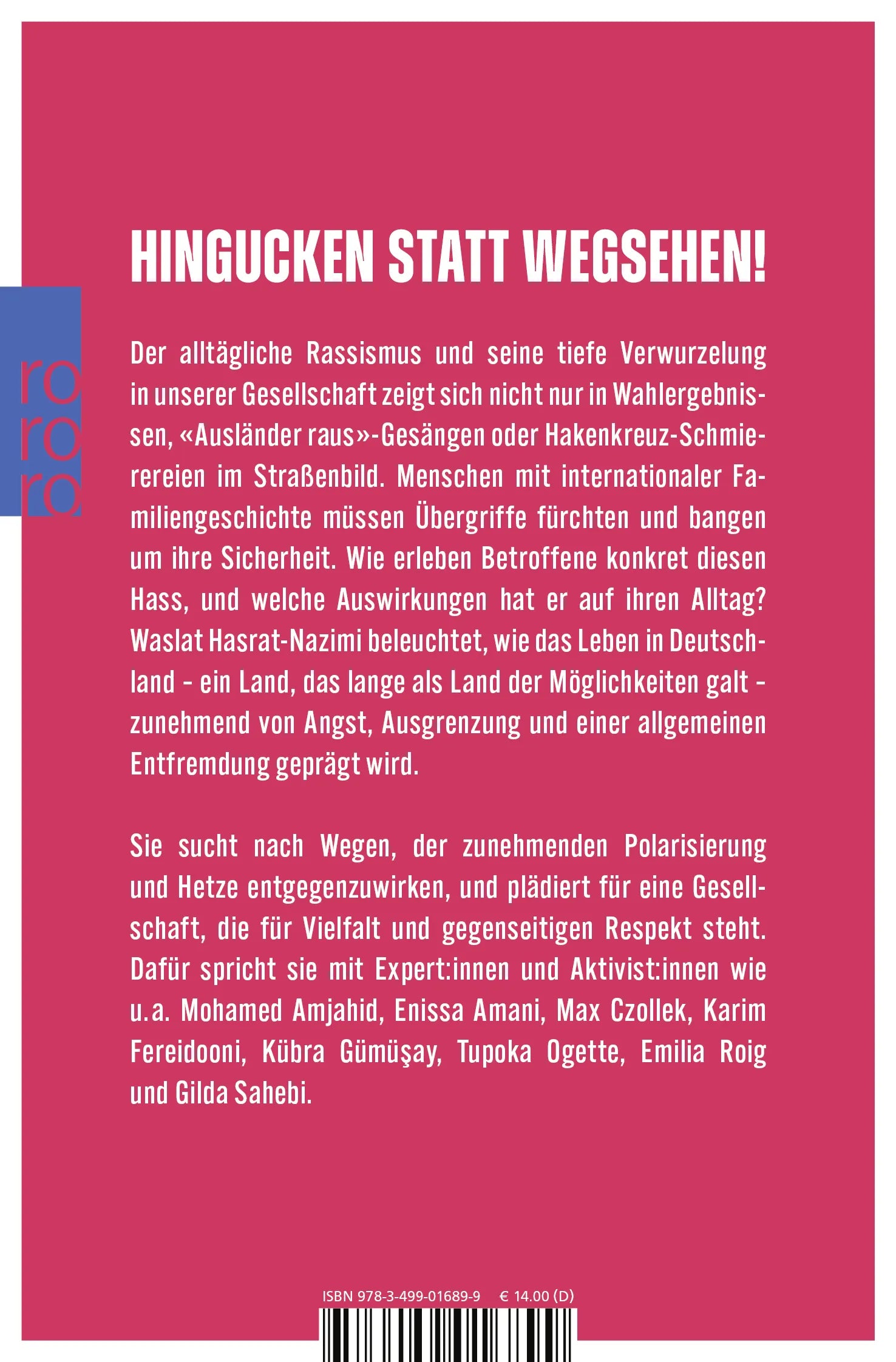 Buchrückseite von 'Rausländer – unsere Koffer sind gepackt' mit Klappentext - Taschenbuch
