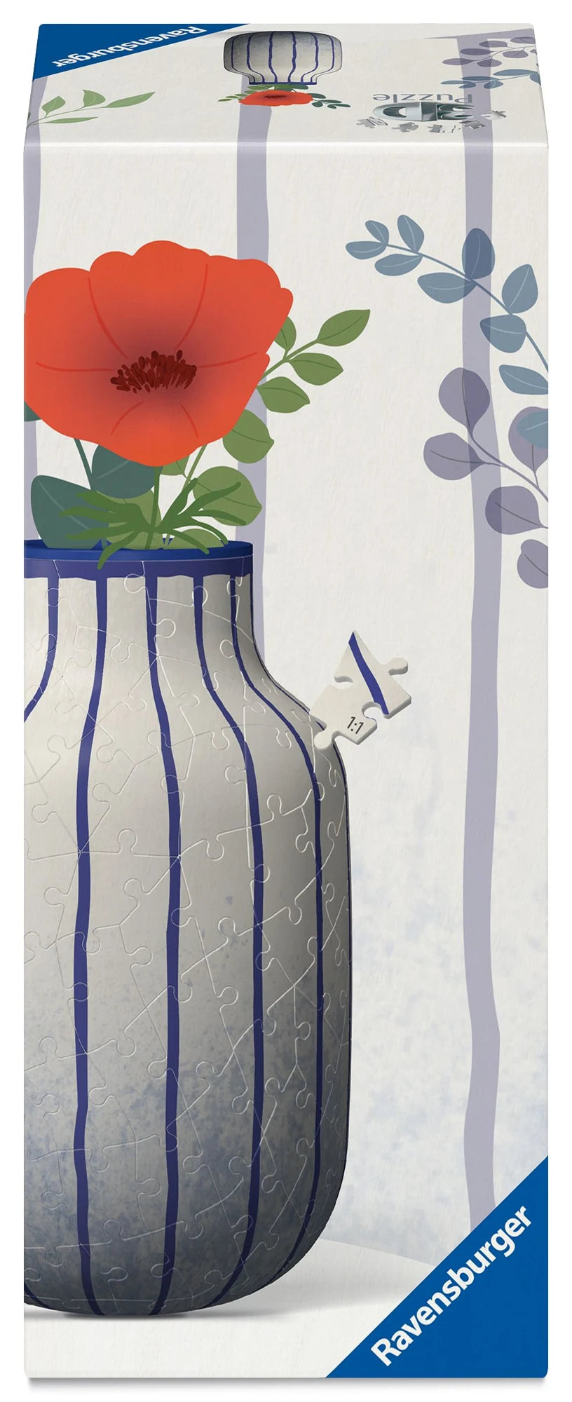 3D-Puzzle: 3D Puzzle Vase Stripes Blue