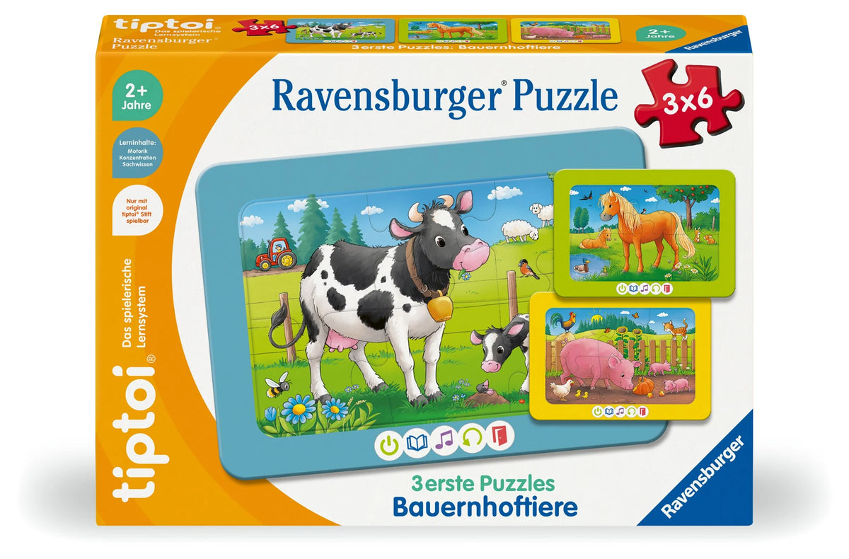 Kinderpuzzle: tiptoi® 3 erste Puzzles: Bauernhoftiere - 3x6 Teile