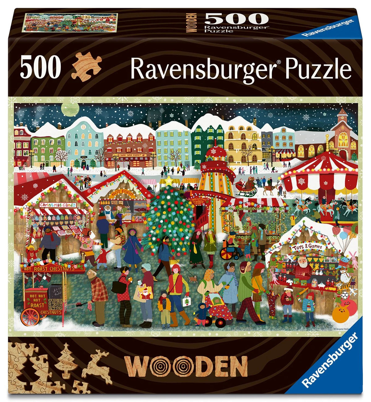 Puzzle: WOODEN Puzzle - Weihnachtsmarkt - Holzpuzzle für Erwachsene mit 500 Teilen
