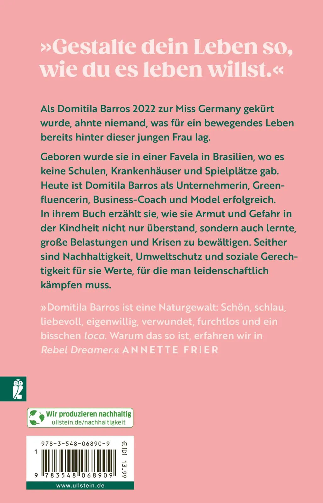 Buchrückseite von 'Rebel Dreamer' mit Klappentext - Taschenbuch