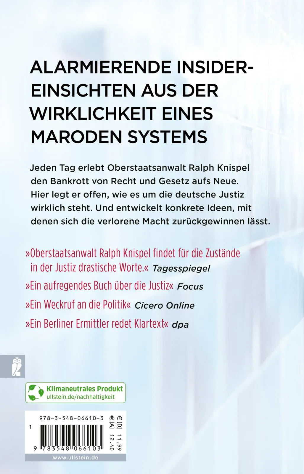 Buchrückseite von 'Rechtsstaat am Ende' mit Klappentext - Taschenbuch