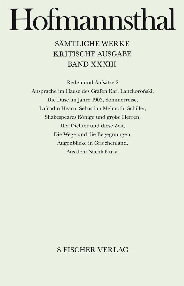 Buchcover von 'Reden und Aufsätze 2' - Gebundene Ausgabe von Hugo von Hofmannsthal