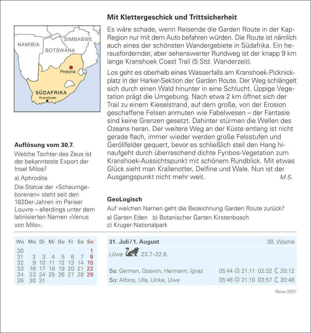 Reise Tagesabreißkalender 2027 - Kulturkalender - Städte, Menschen, Landschaften – Ansicht