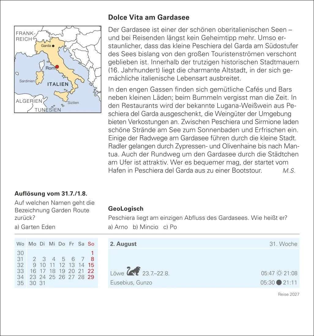 Reise Tagesabreißkalender 2027 - Kulturkalender - Städte, Menschen, Landschaften – Ansicht