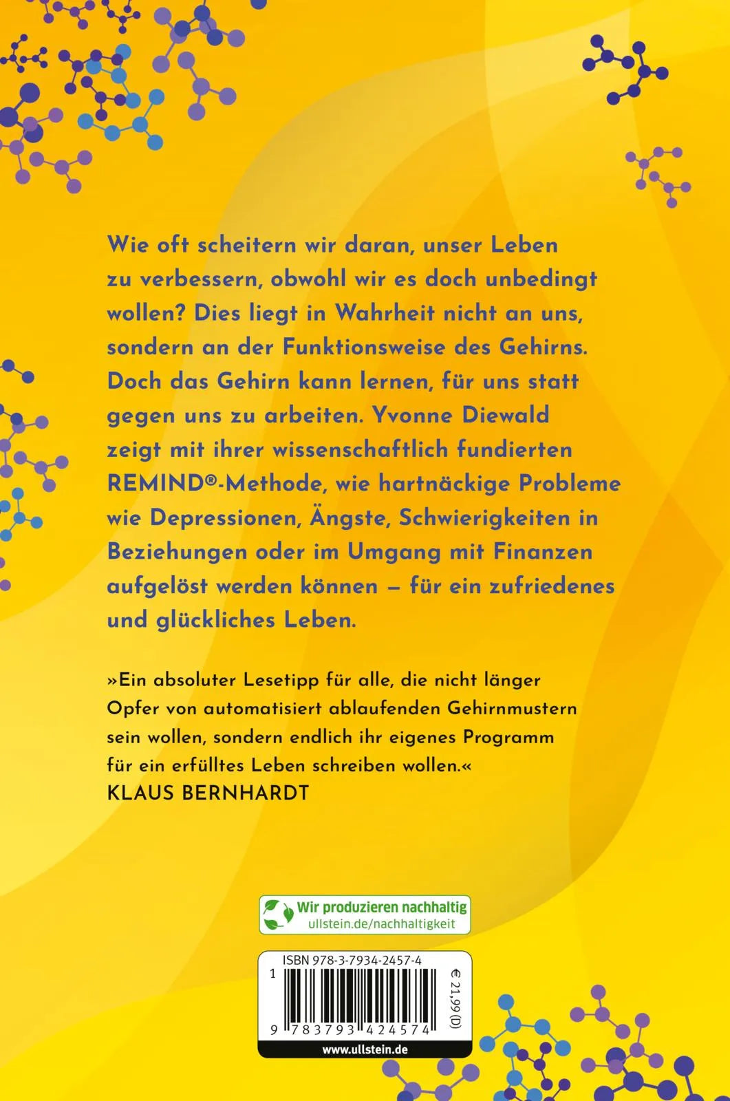 Buchrückseite von 'REMIND Dein Gehirn kann viel mehr, als du glaubst' mit Klappentext - Paperback