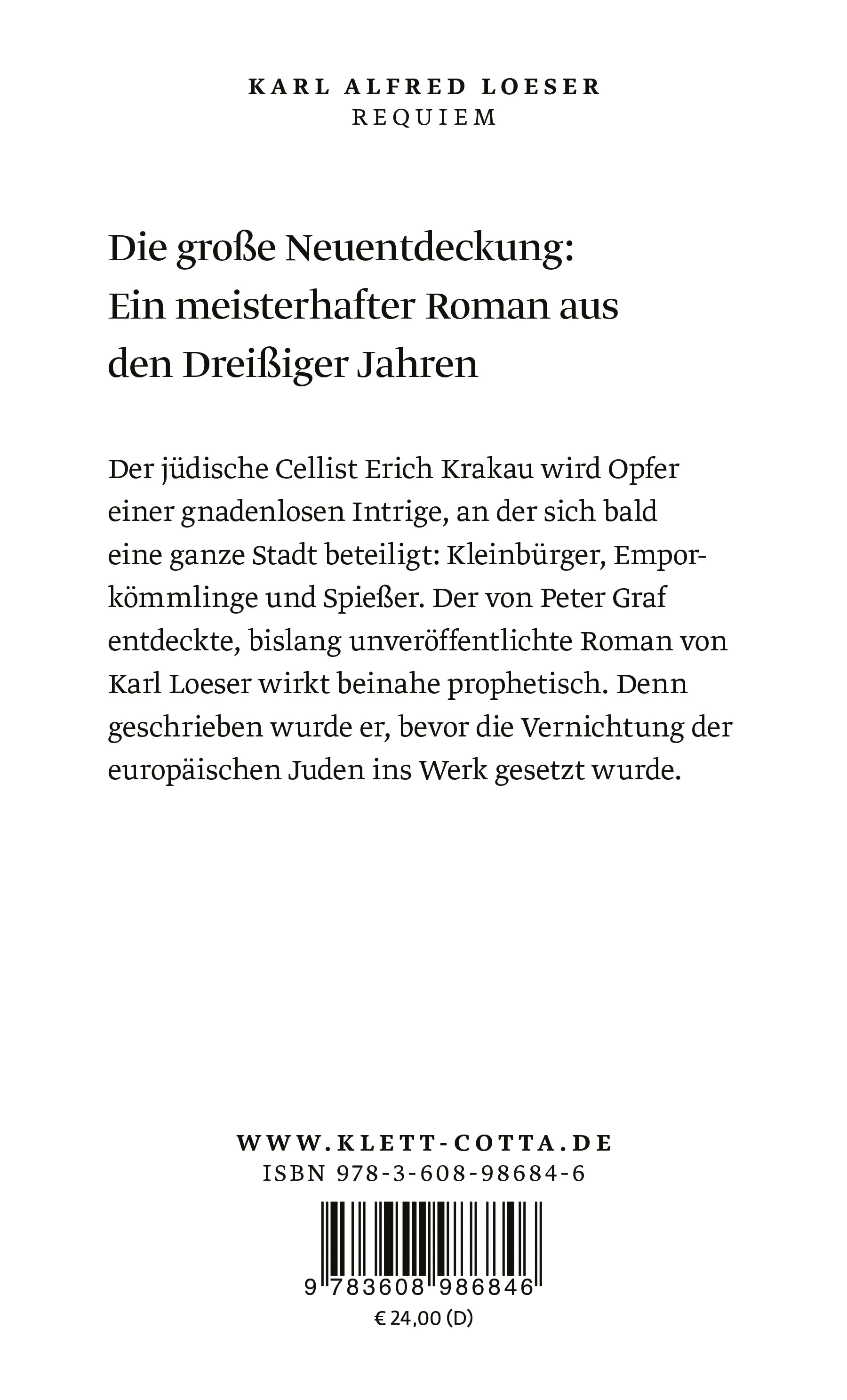 Buchrückseite von 'Requiem' mit Klappentext - Gebundene Ausgabe
