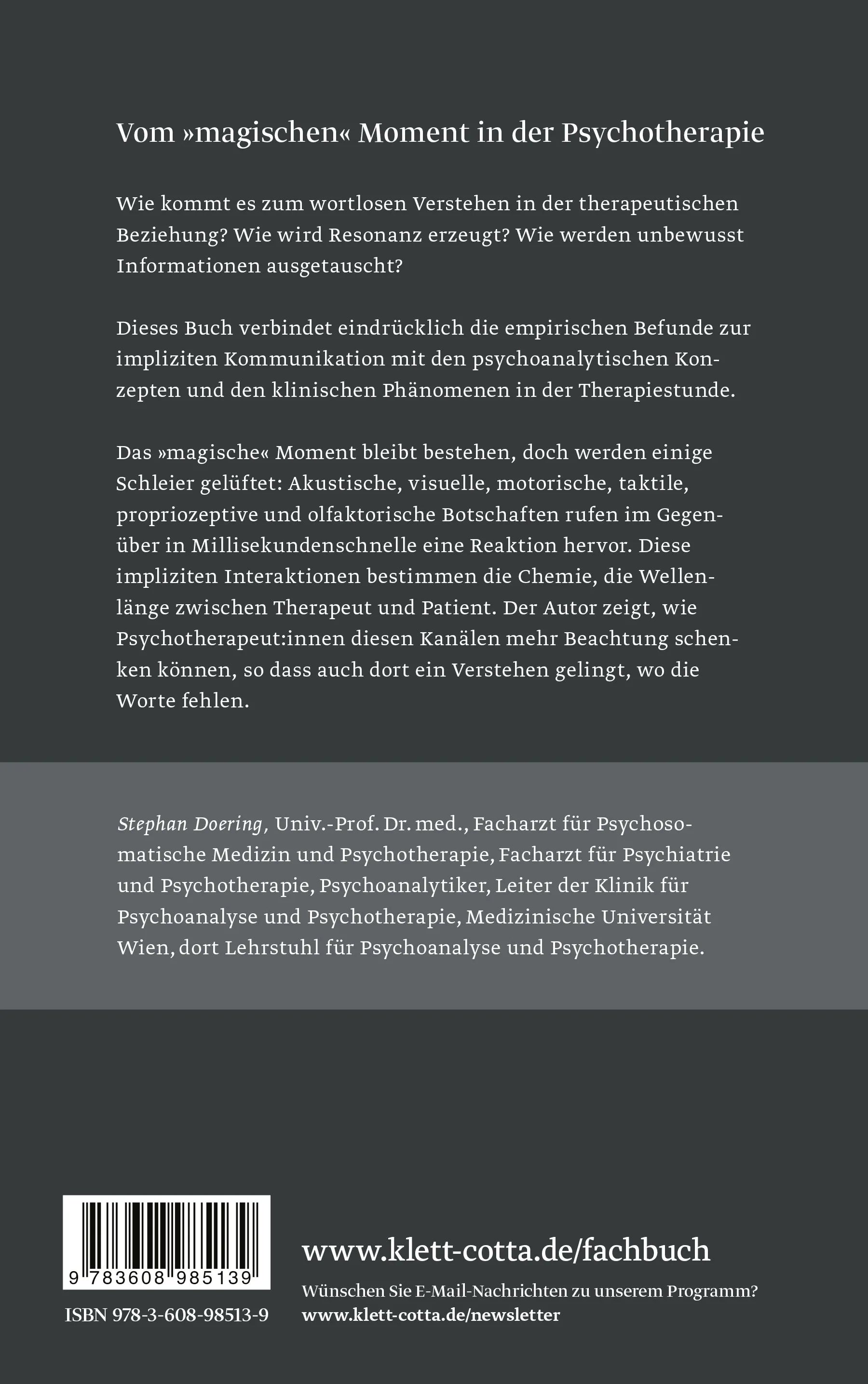 Buchrückseite von 'Resonanz – Begegnung – Verstehen' mit Klappentext - Gebundene Ausgabe