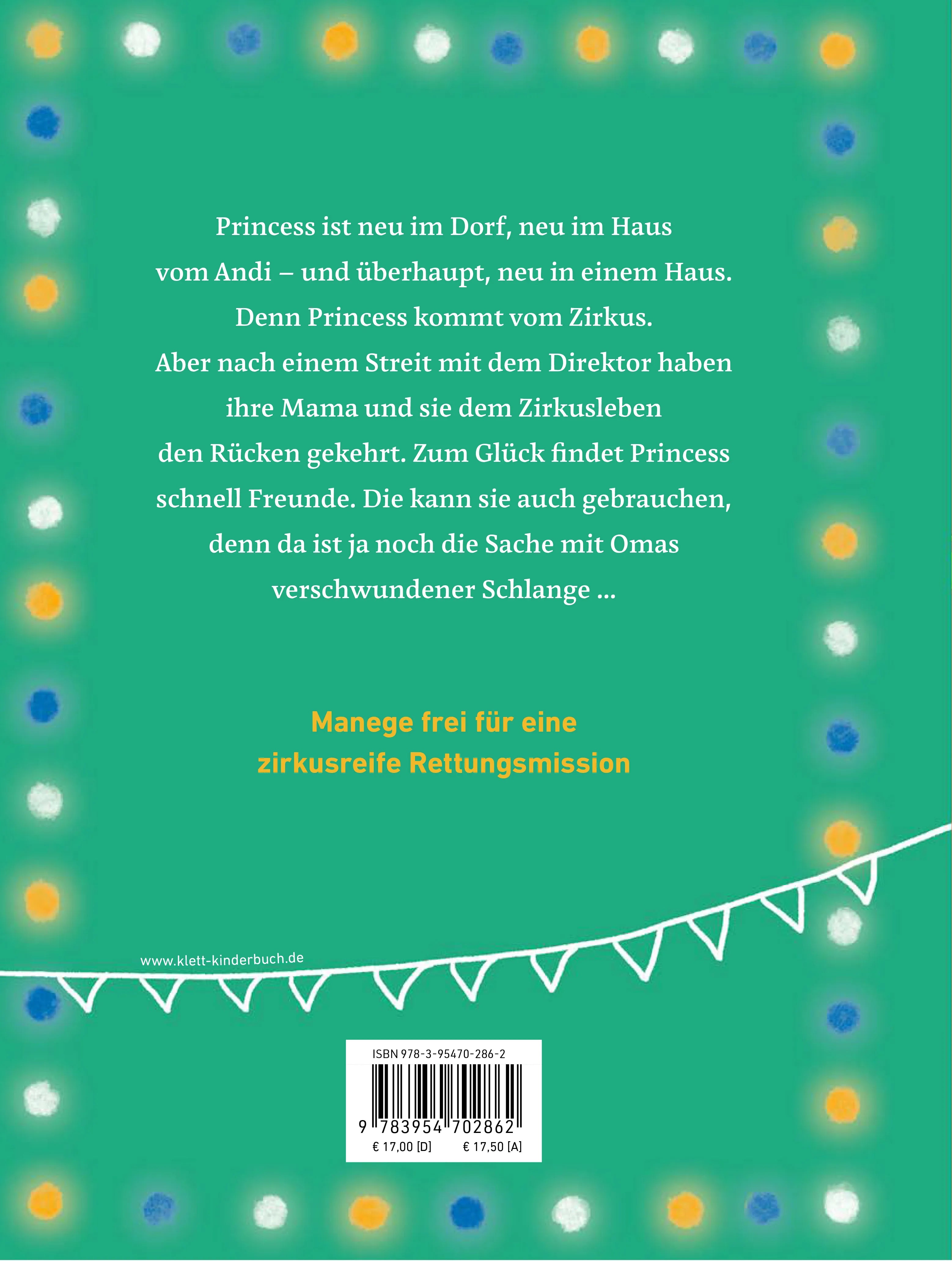 Buchrückseite von 'Rettet Omas Boa!' mit Klappentext - Gebundene Ausgabe
