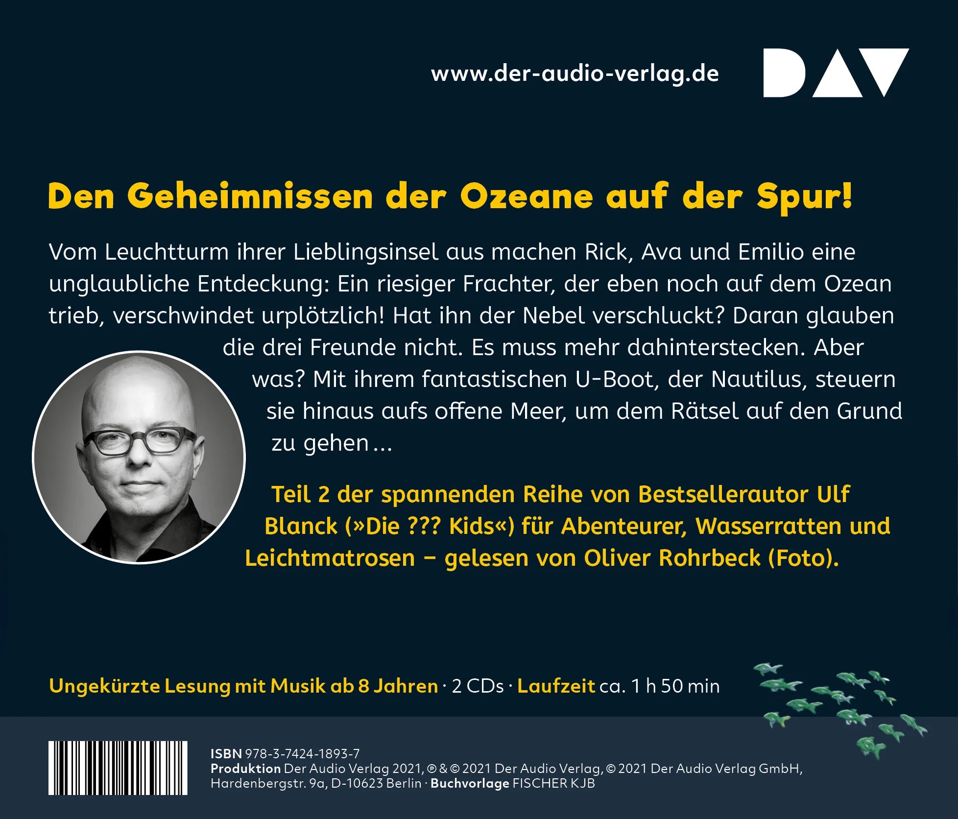 Buchrückseite von 'Rick Nautilus – Teil 2: Gefangen auf der Eiseninsel' mit Klappentext - Hörbuch (CD)