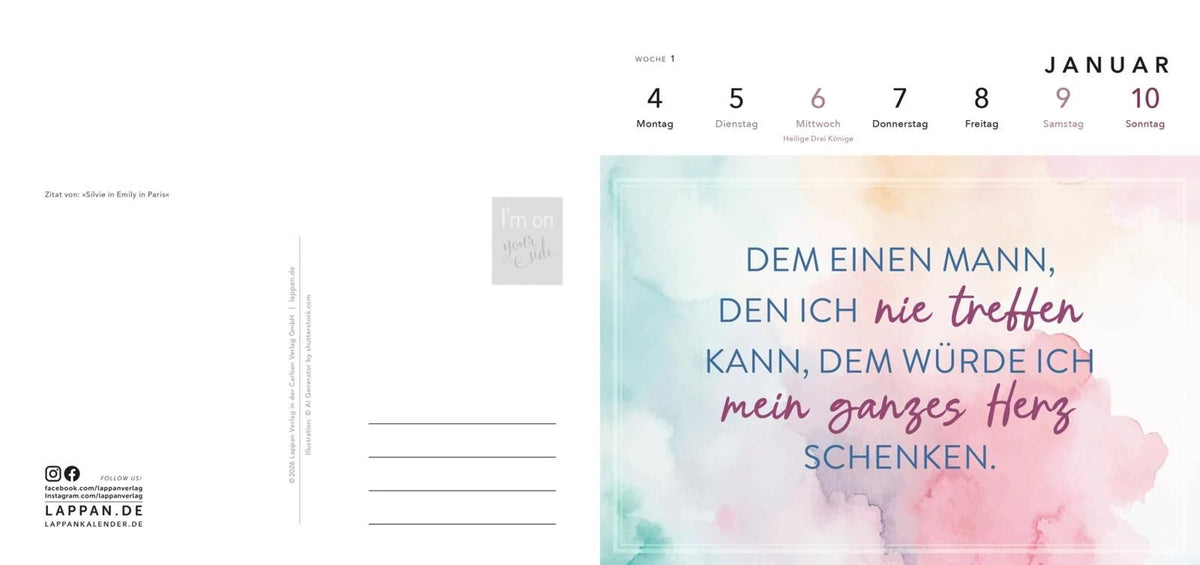 Romance-Postkartenkalender 2027 - I'm on your side – Ansicht