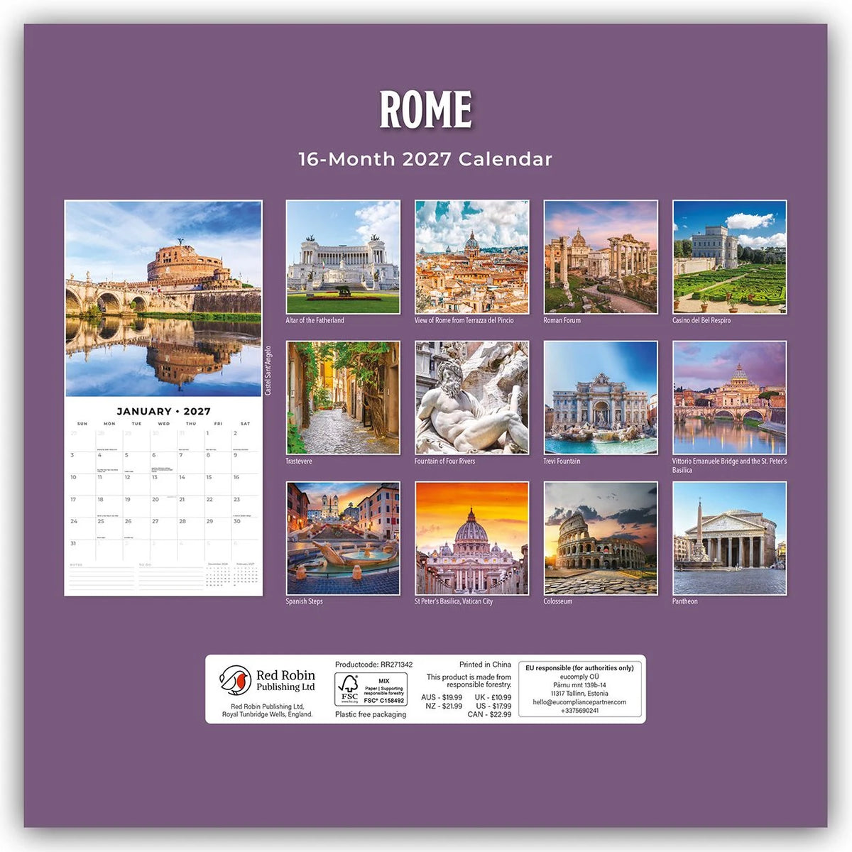 Rome – Rom 2027 – 16-Monatskalender – Ansicht