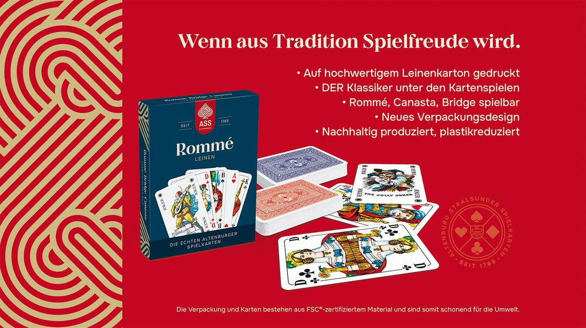Rommé Leinenprägung, französisches Bild – Ansicht