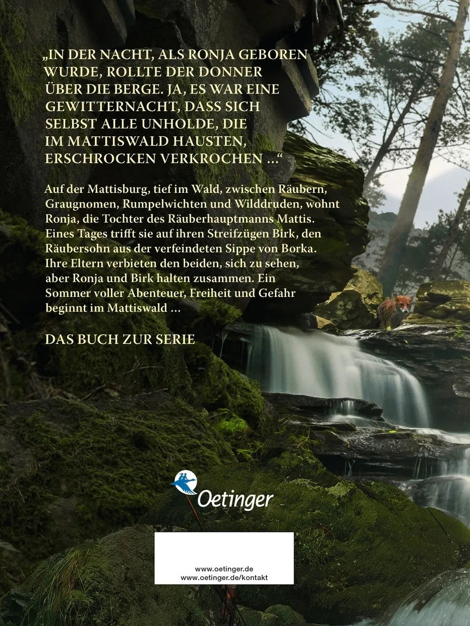 Buchrückseite von 'Ronja Räubertochter. Das Buch zur Serie' mit Klappentext - Gebundene Ausgabe