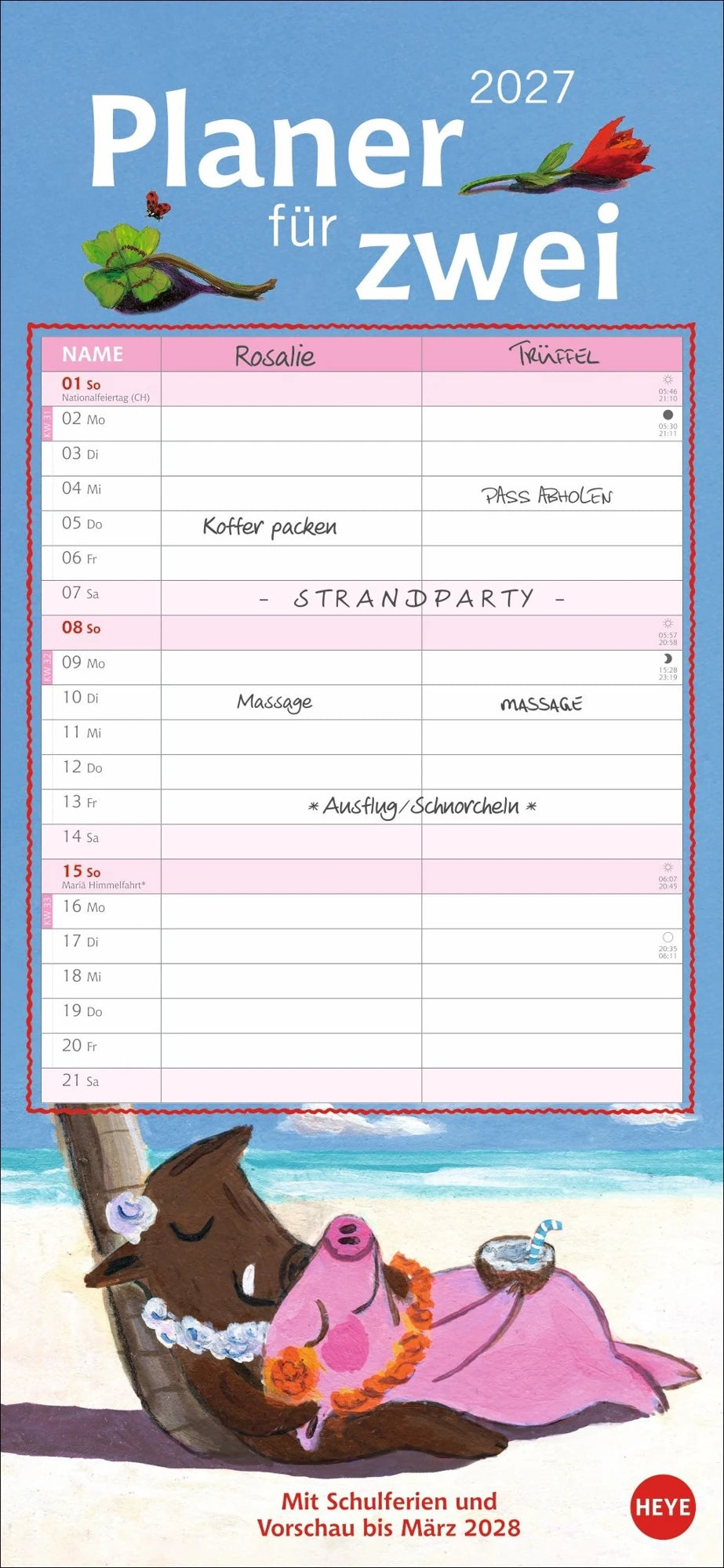 Wandkalender: Rosalie & Trüffel Planer für zwei 2027