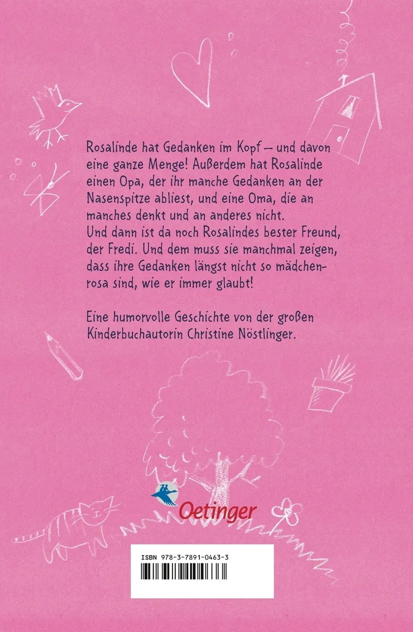 Buchrückseite von 'Rosalinde hat Gedanken im Kopf' mit Klappentext - Gebundene Ausgabe
