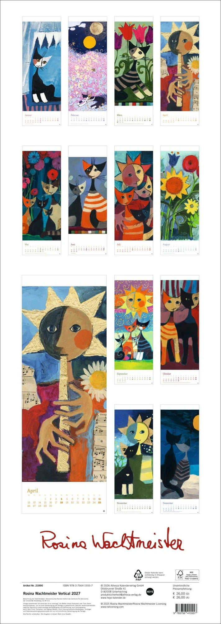 Rosina Wachtmeister Vertical Kalender 2027 – Ansicht