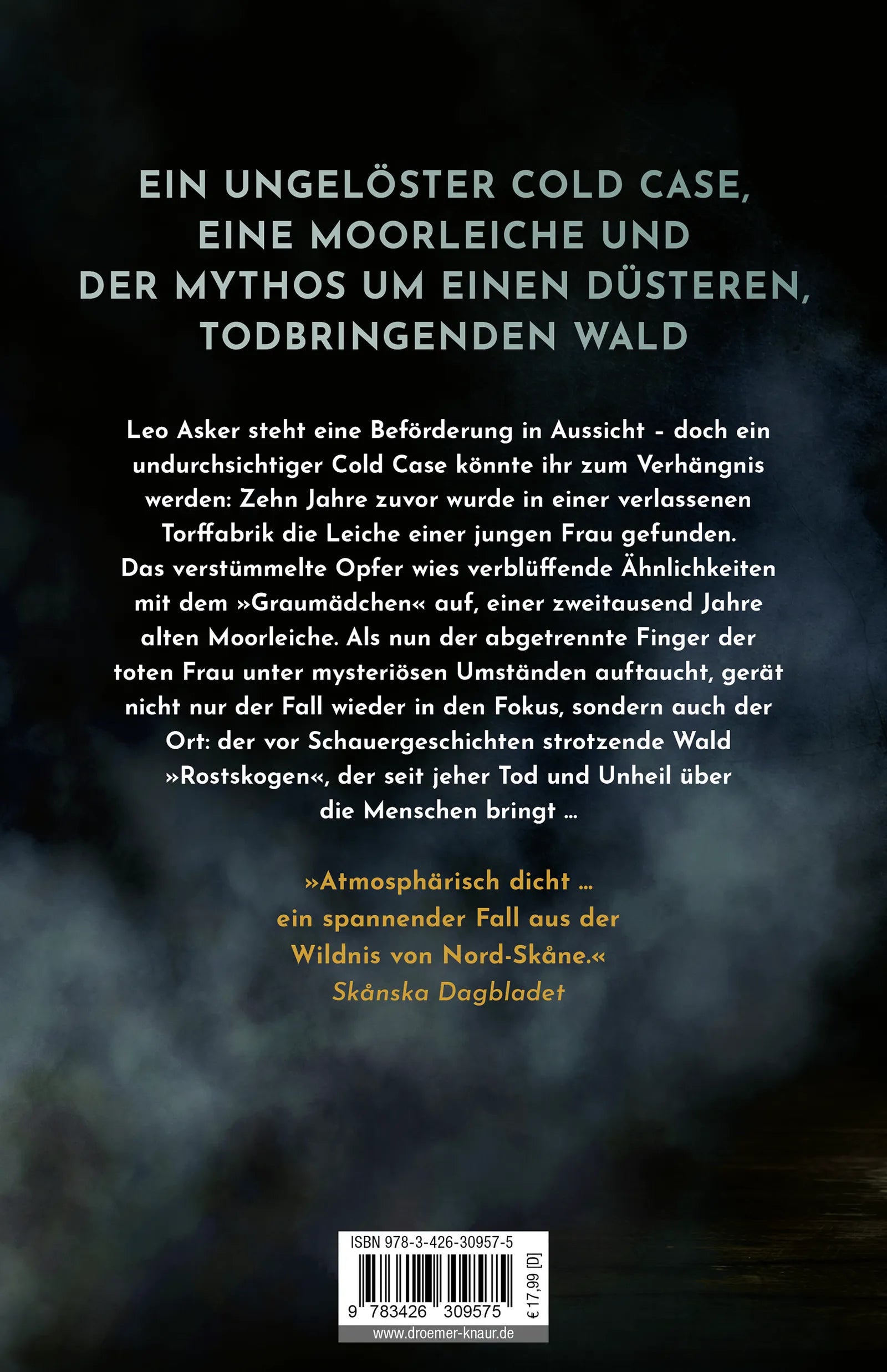 Buchrückseite von 'Rostiges Grab' mit Klappentext - Paperback