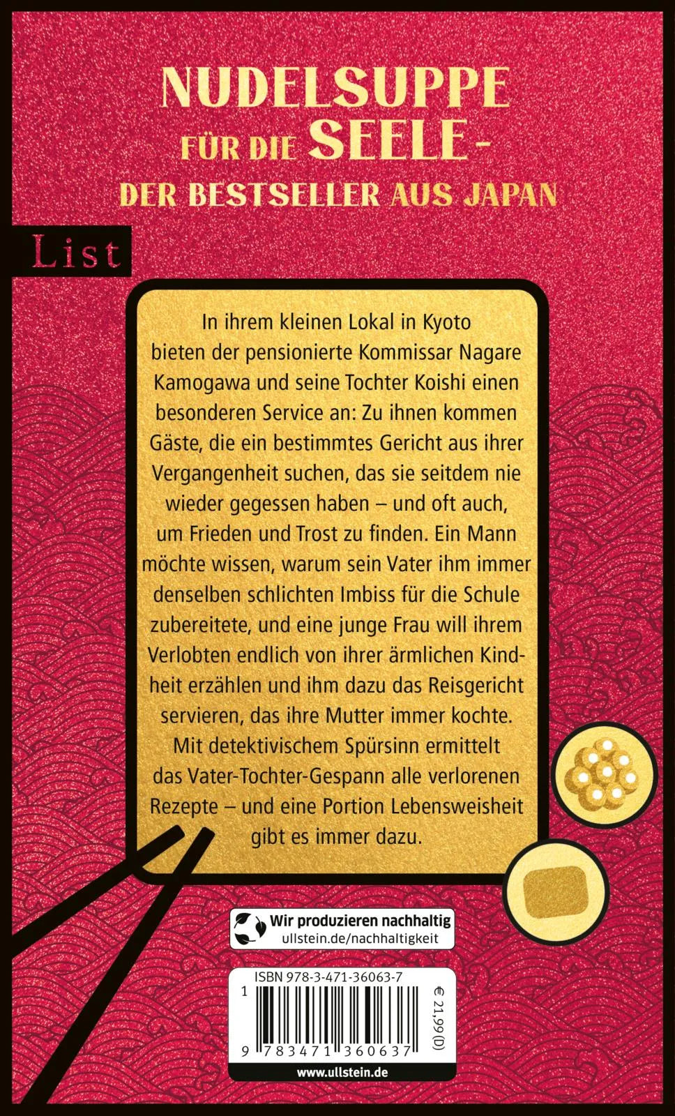 Buchrückseite von 'Rückkehr ins Restaurant der verlorenen Rezepte' mit Klappentext - Gebundene Ausgabe