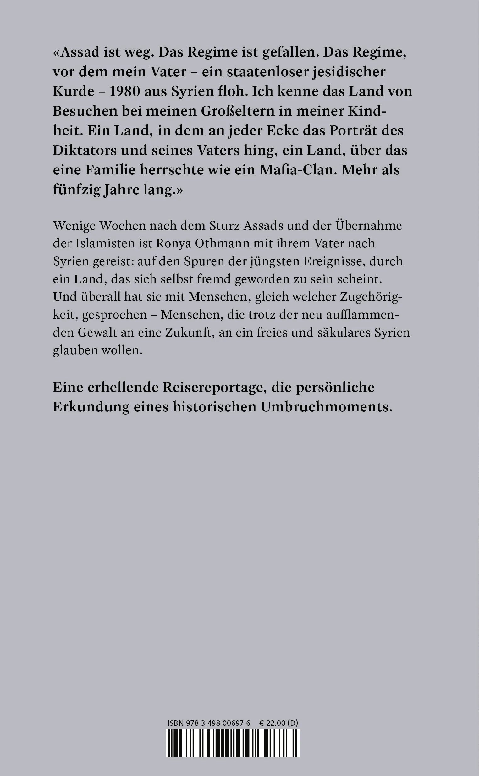 Buchrückseite von 'Rückkehr nach Syrien' mit Klappentext - Gebundene Ausgabe