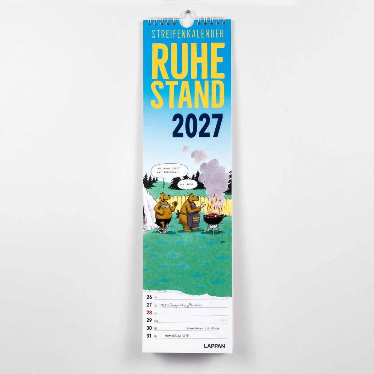 Ruhestand Streifenkalender 2027: Monatskalender für die Wand – Ansicht