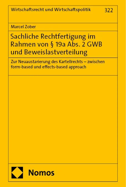 Cover: Sachliche Rechtfertigung im Rahmen von § 19a Abs. 2 GWB und Beweislastverteilung (E-Book) von Marcel Zober