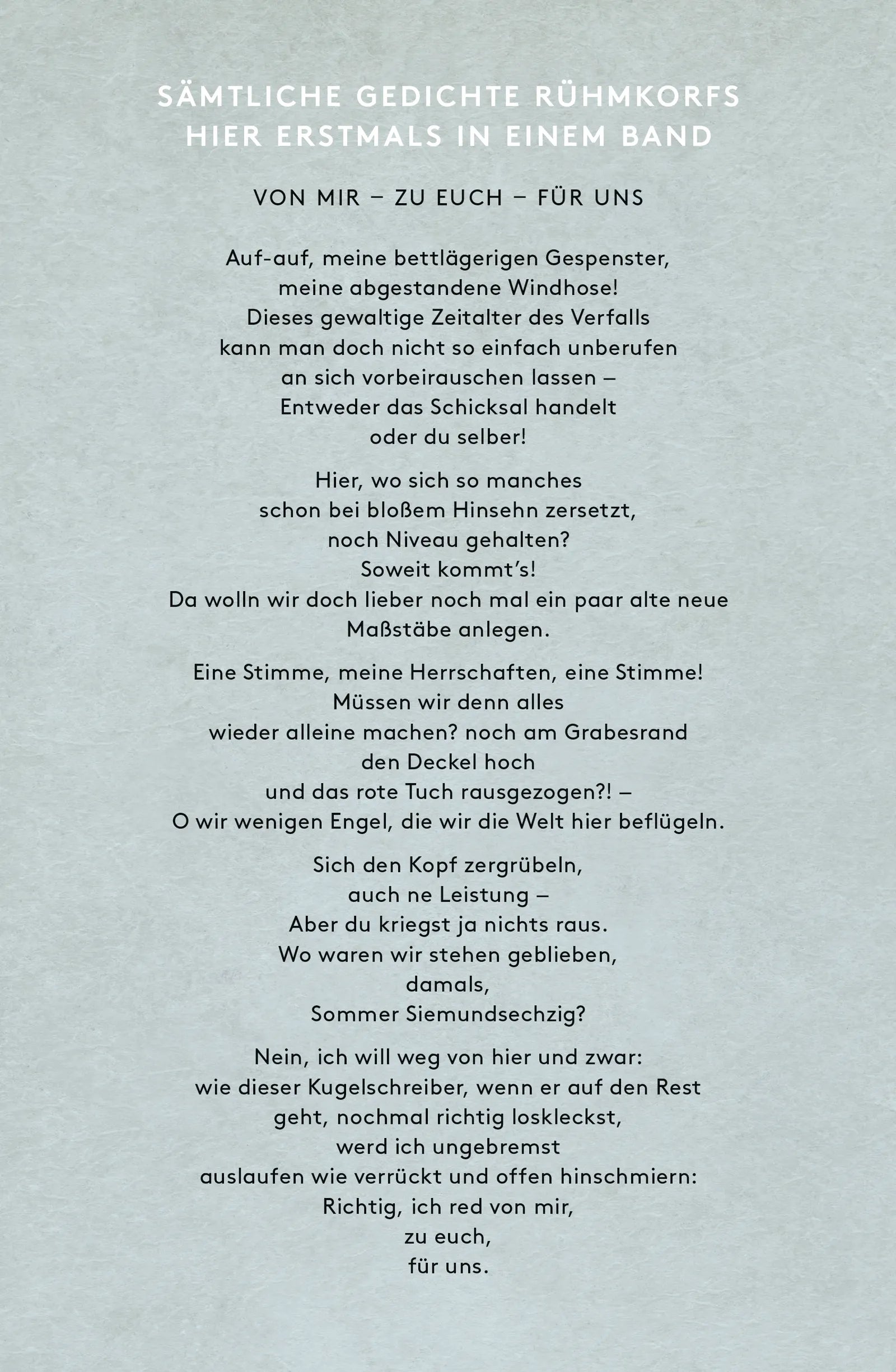 Buchrückseite von 'Sämtliche Gedichte 1956 - 2008' mit Klappentext - Gebundene Ausgabe