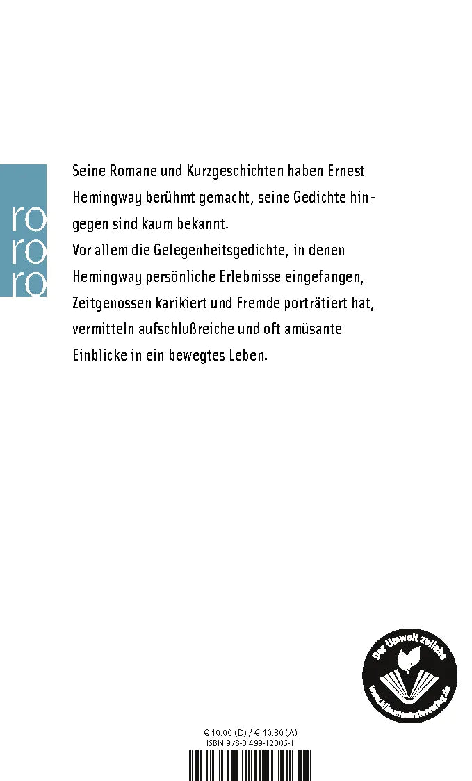 Buchrückseite von 'Sämtliche Gedichte' mit Klappentext - Taschenbuch