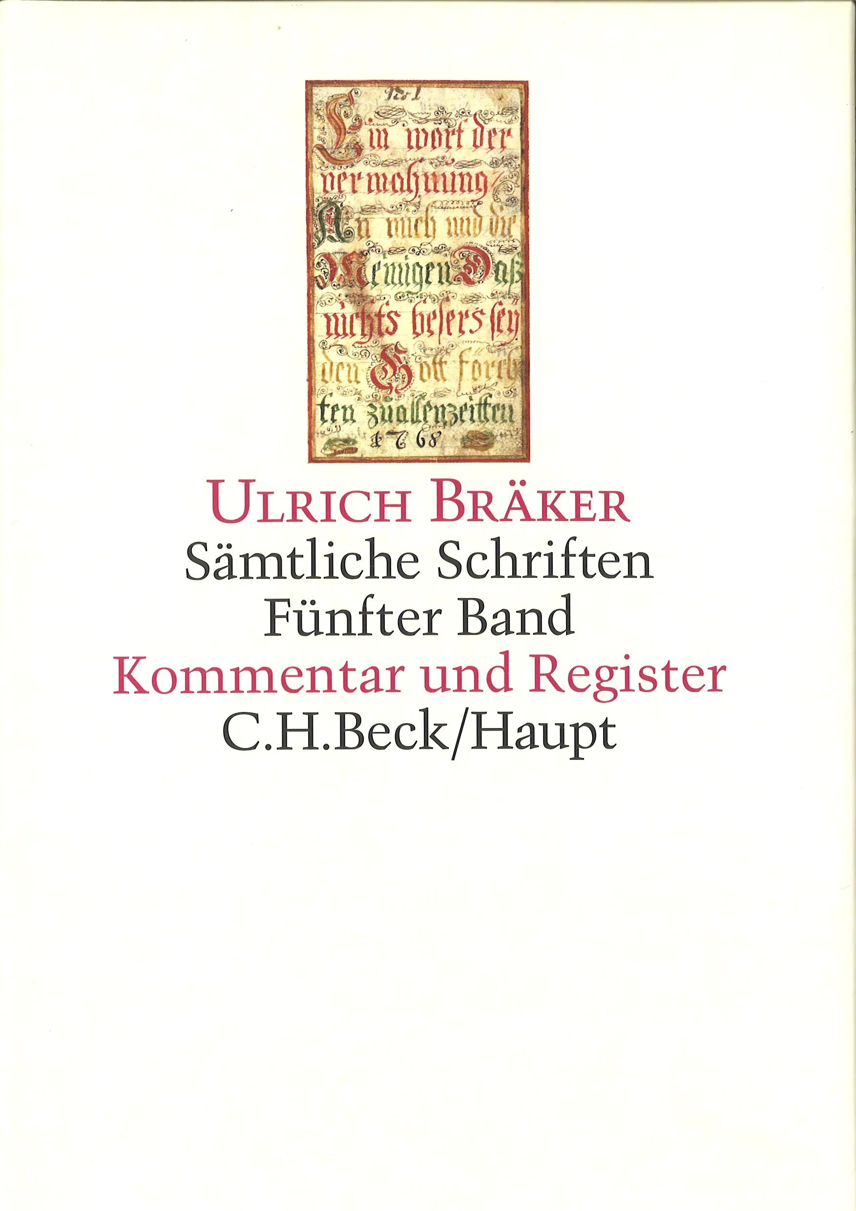 Buchcover von 'Sämtliche Schriften Bd. 5: Kommentar und Register' - Gebundene Ausgabe von Ulrich Bräker
