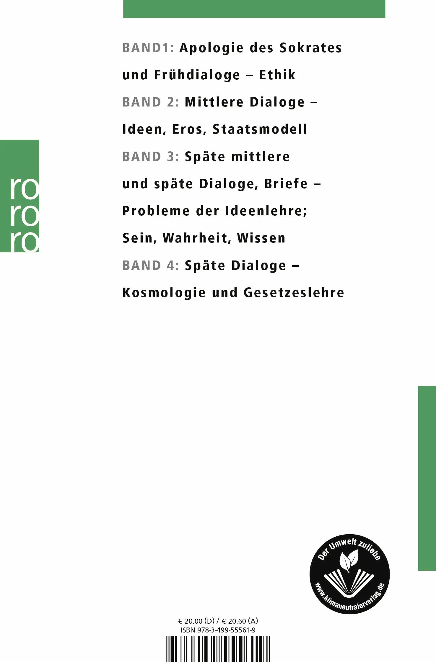 Buchrückseite von 'Sämtliche Werke 1' mit Klappentext - Taschenbuch