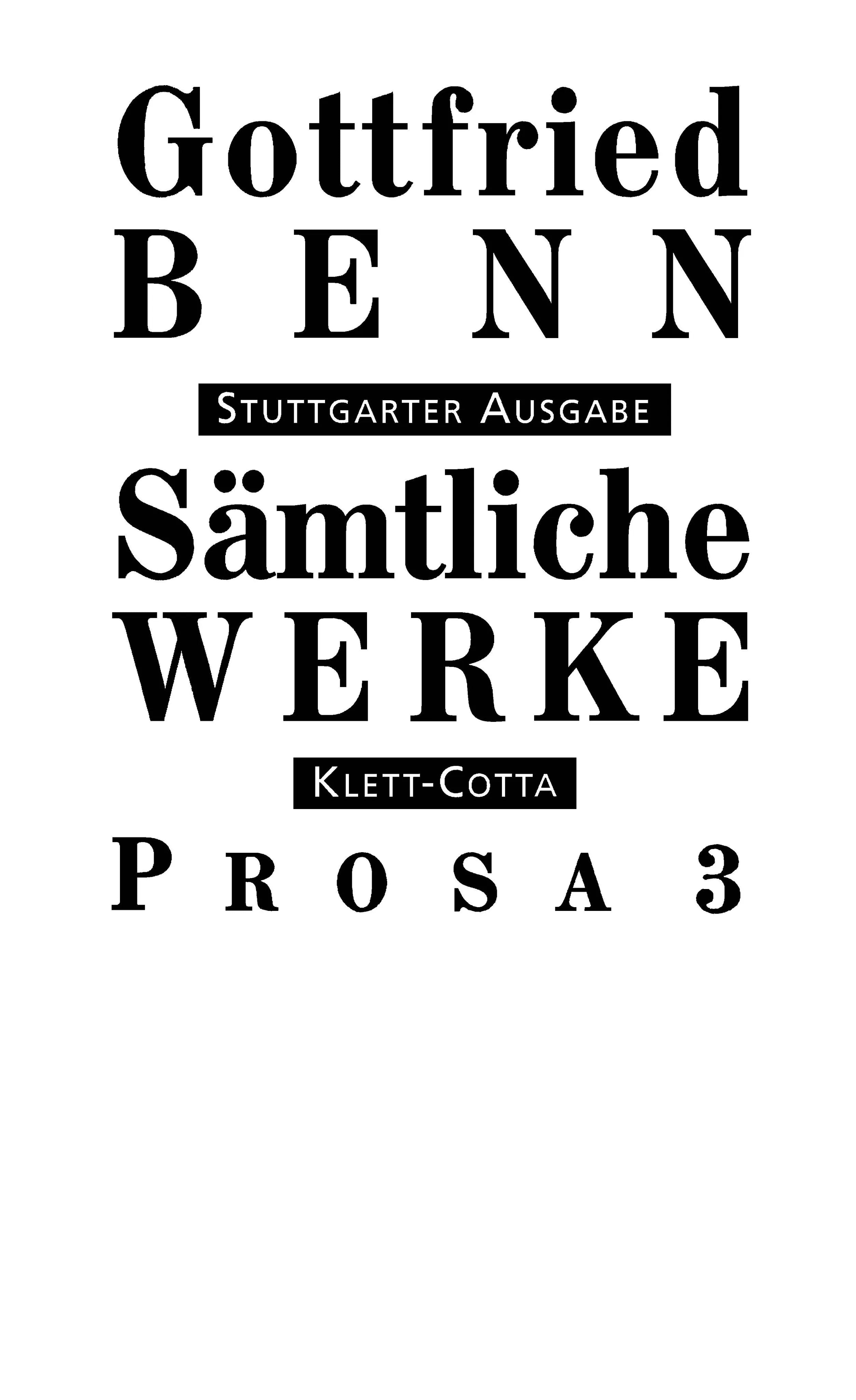 Buchcover von 'Sämtliche Werke - Stuttgarter Ausgabe. Bd. 5 - Prosa 3' - Gebundene Ausgabe von Gottfried Benn