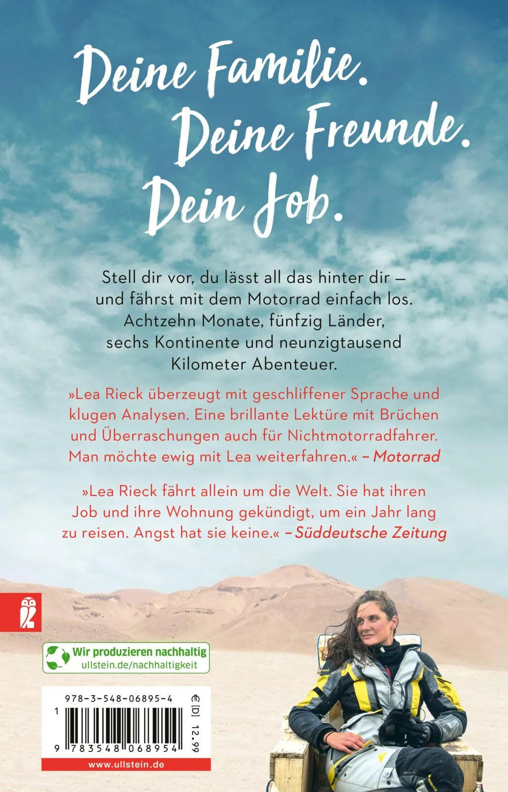 Buchrückseite von 'Sag dem Abenteuer, ich komme' mit Klappentext - Taschenbuch