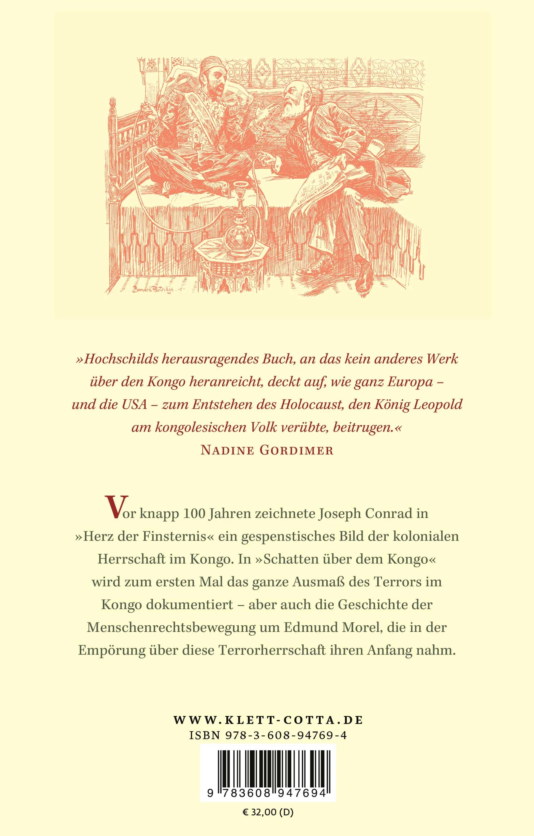 Buchrückseite von 'Schatten über dem Kongo' mit Klappentext - Gebundene Ausgabe
