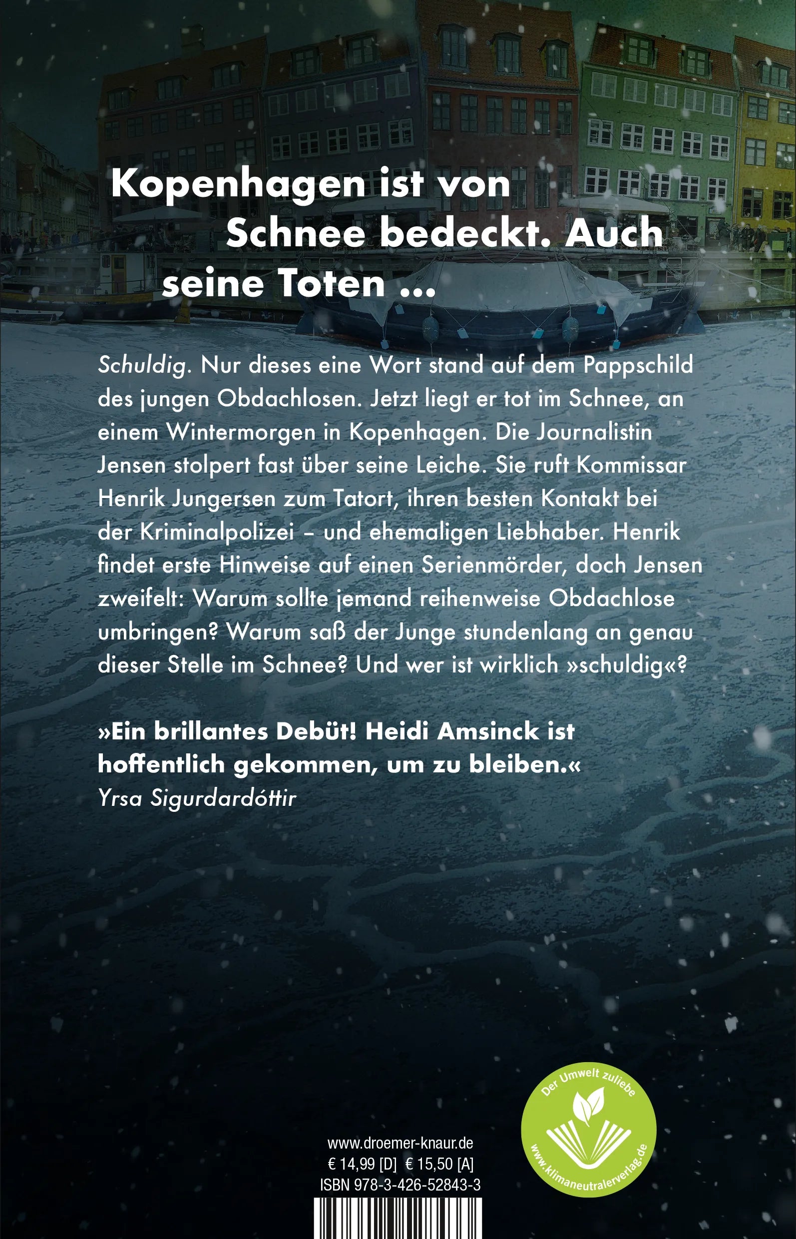 Buchrückseite von 'Schneeflockengrab' mit Klappentext - Paperback