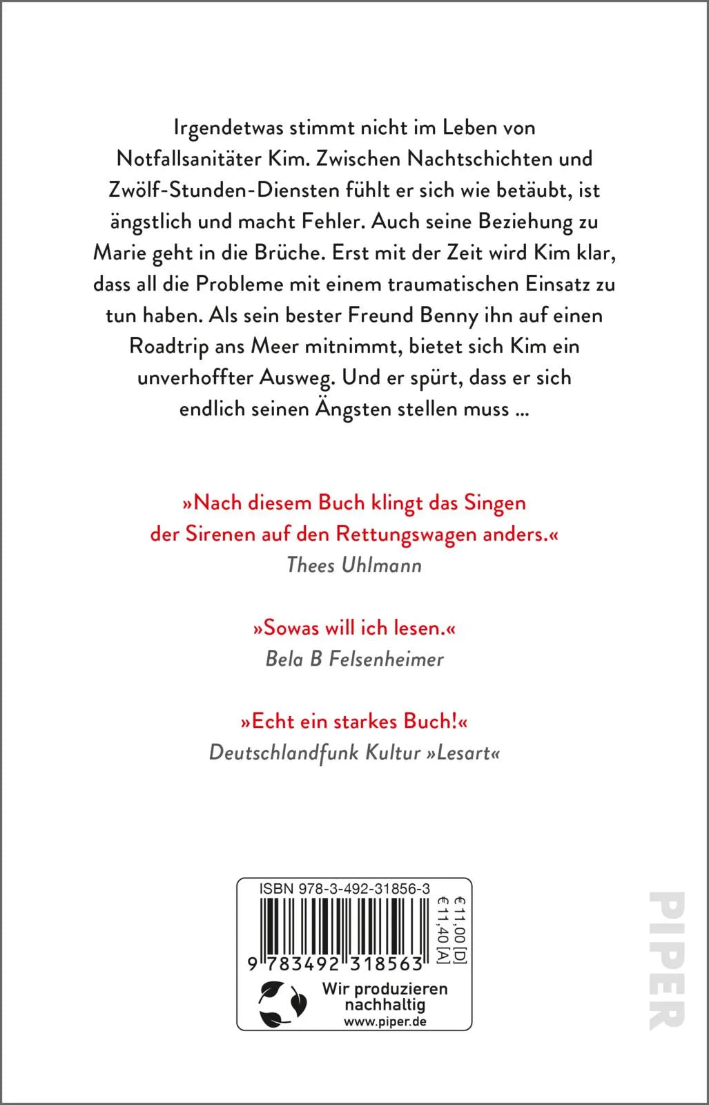 Buchrückseite von 'Schockraum' mit Klappentext - Taschenbuch