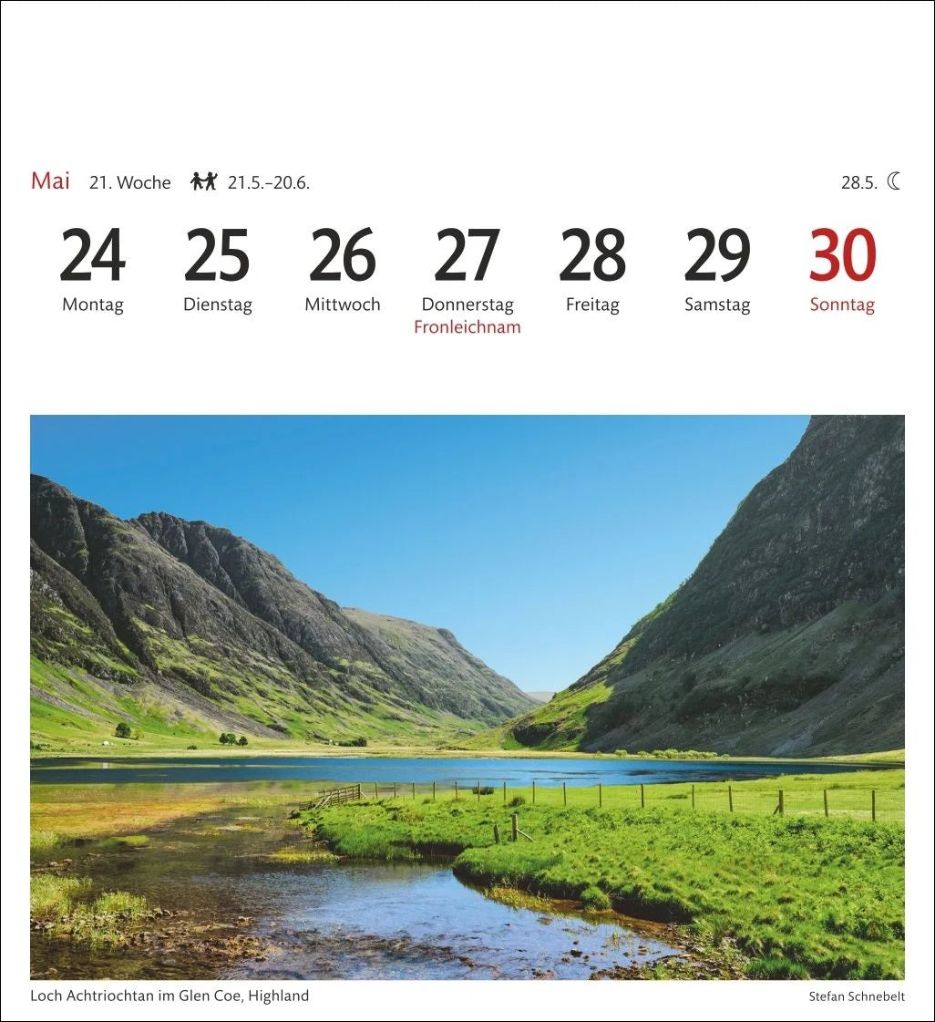Schottland Sehnsuchtskalender 2027 - Wochenkalender mit 53 Postkarten – Ansicht