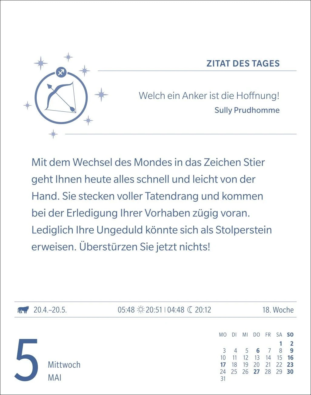 Schütze Sternzeichenkalender 2027 - Tagesabreißkalender - Ihr Horoskop für jeden Tag – Ansicht