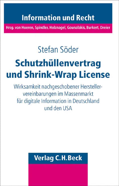 Buchcover von 'Schutzhüllenvertrag und Shrink-Wrap-License' - Taschenbuch von Stefan Söder