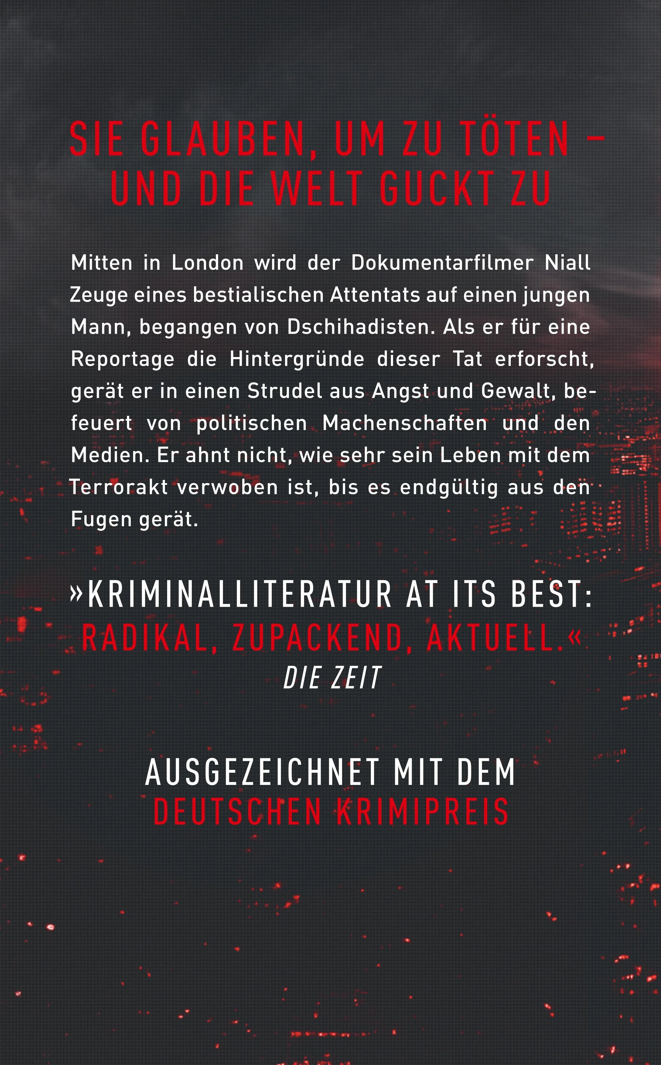 Buchrückseite von 'Schwarzblende' mit Klappentext - Taschenbuch