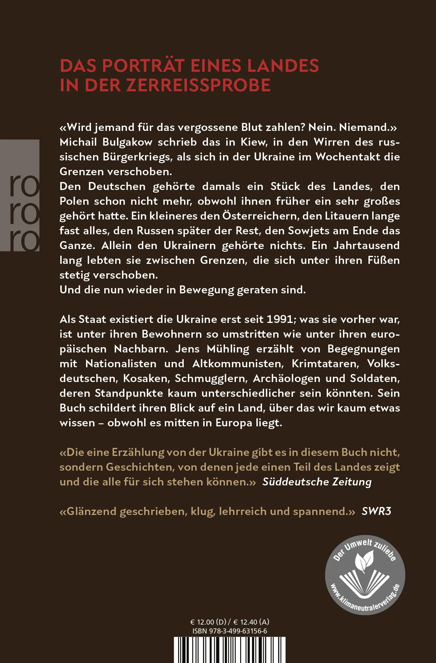 Buchrückseite von 'Schwarze Erde' mit Klappentext - Taschenbuch
