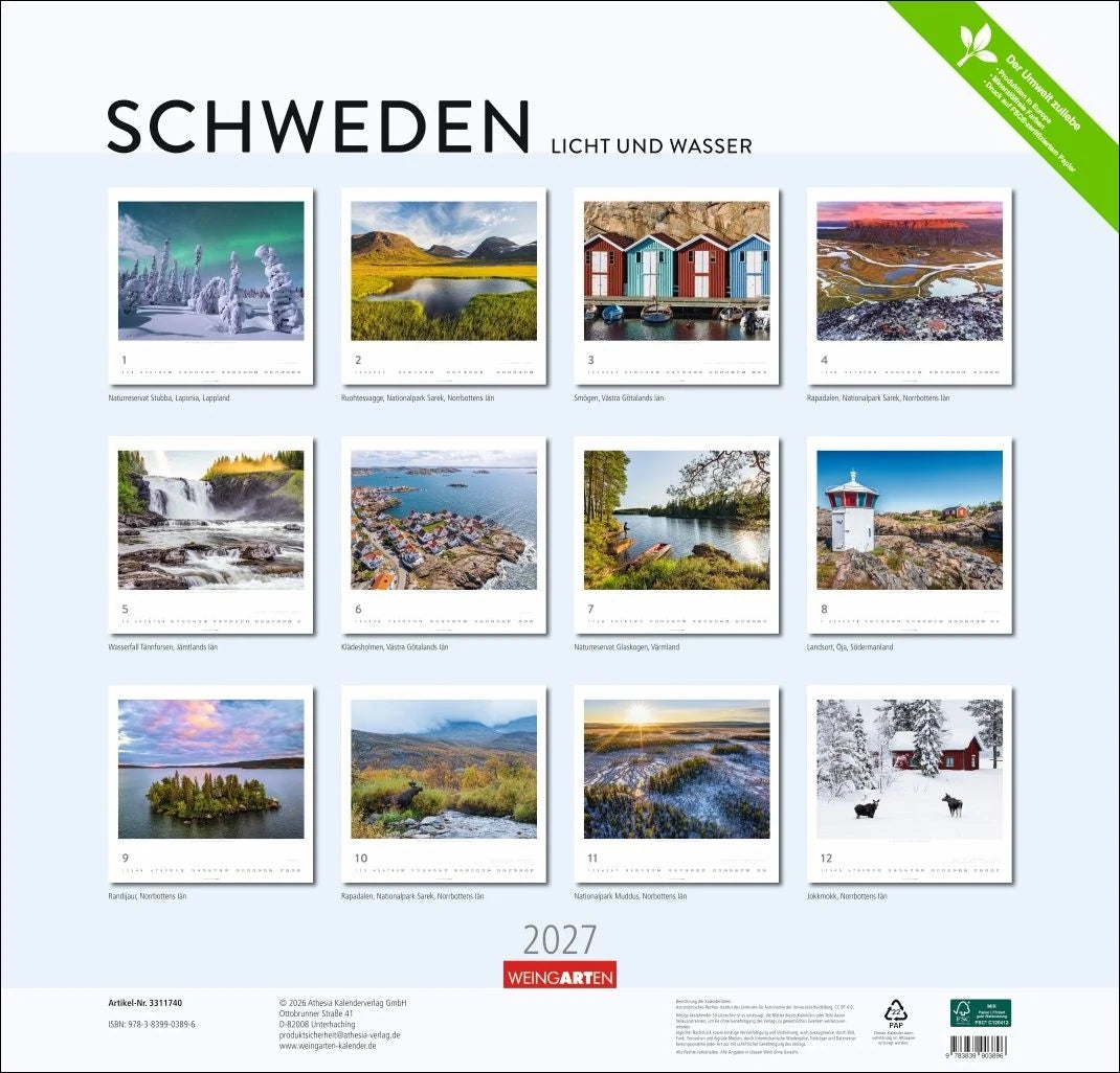 Schweden Kalender 2027 - Licht und Wasser – Ansicht