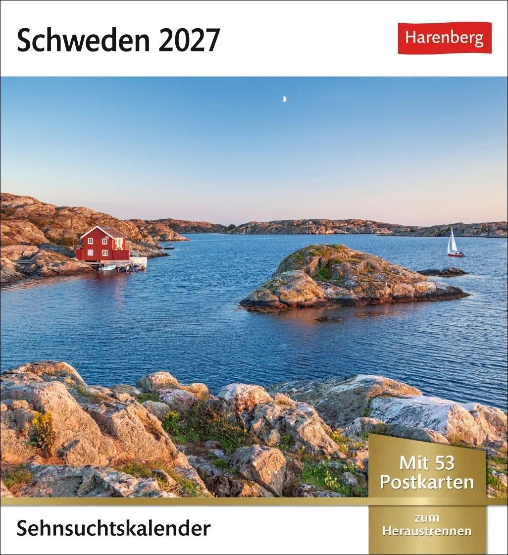 Postkartenkalender: Schweden Sehnsuchtskalender 2027 - Wochenkalender mit 53 Postkarten
