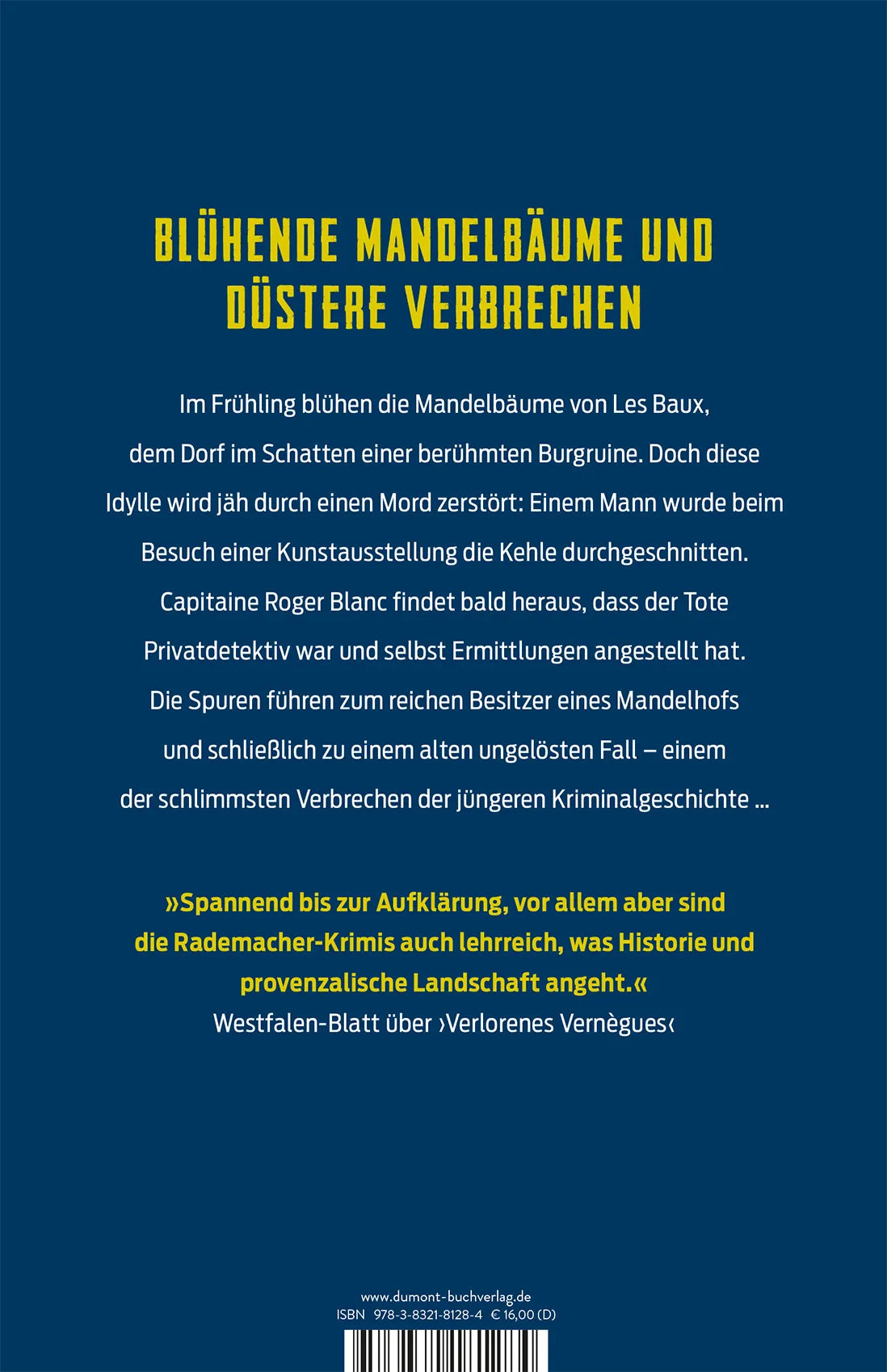 Buchrückseite von 'Schweigendes Les Baux' mit Klappentext - Paperback